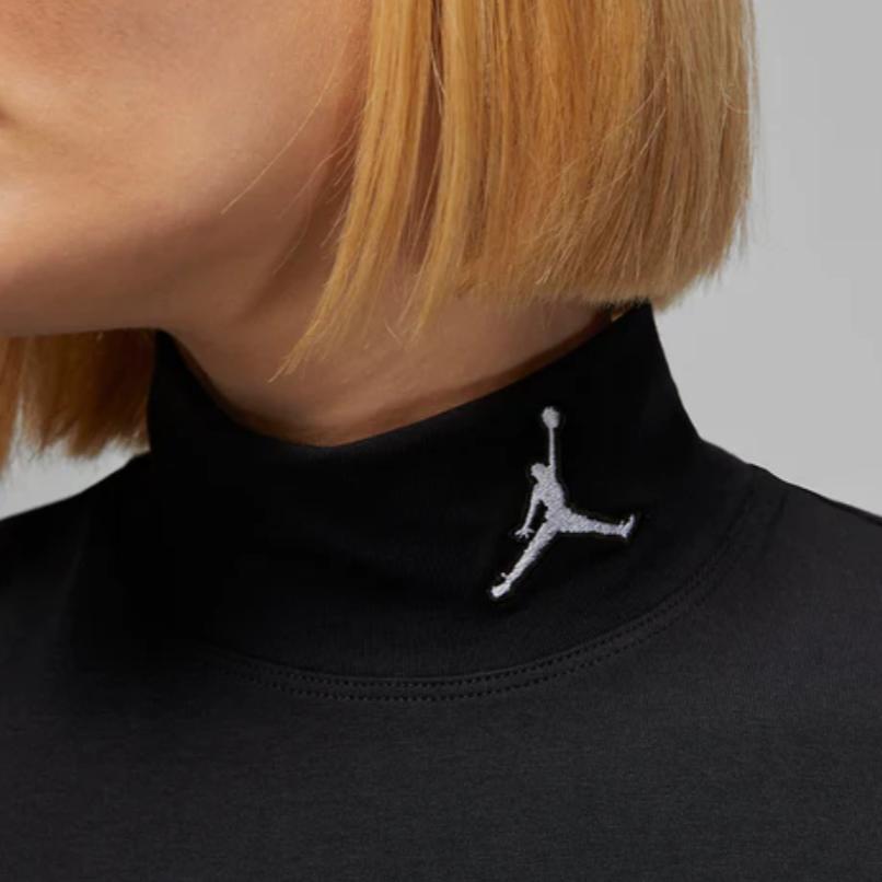 Jordan Solid Color Logo Print Long Sleeve T-Shirt Women Tops Black DQ4619-010