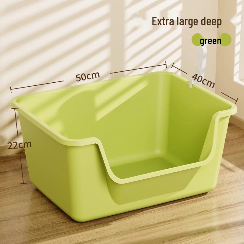 Anti-Splash Open-Top Cat Litter Box with Deodorant for Large Cats