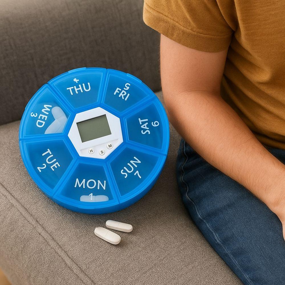7 Compartments 7-Day Pill Organizer Large Capacity Timed Reminder Medication Box  Home