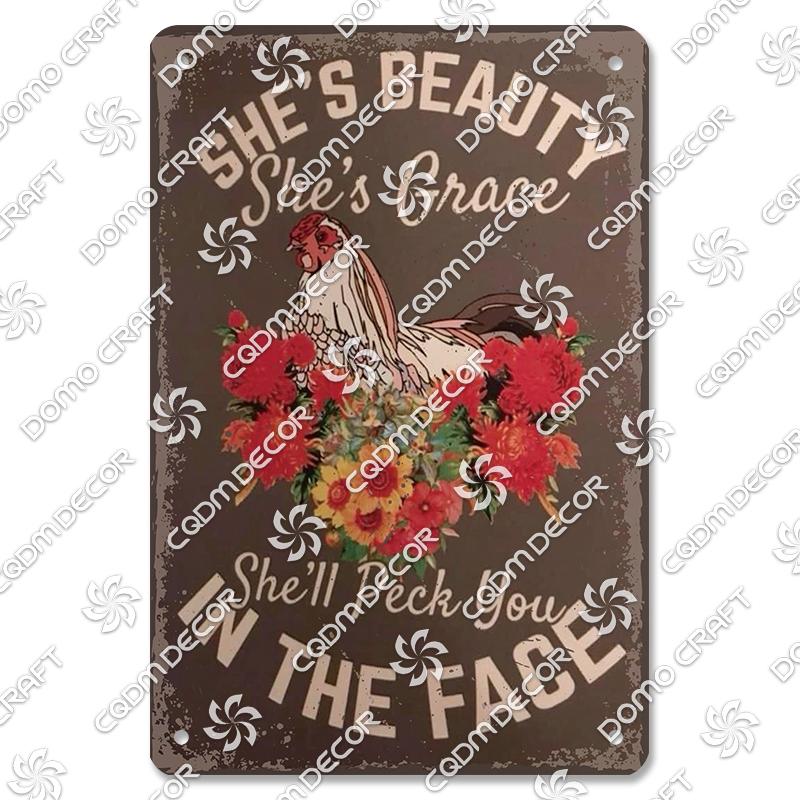 Retro Chicken Poster Metal Tin Signs Rooster Hen Eggs Metal Plate Vintage Wall Decor Club Farm Chicken Coop