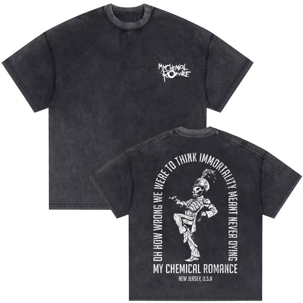 2026 Washed Vintage My Chemical Romance 2007 Tour T Shirt Men Women Parade Punk Emo Rock Band T-shirts Gothic Cotton Oversized T-shirts