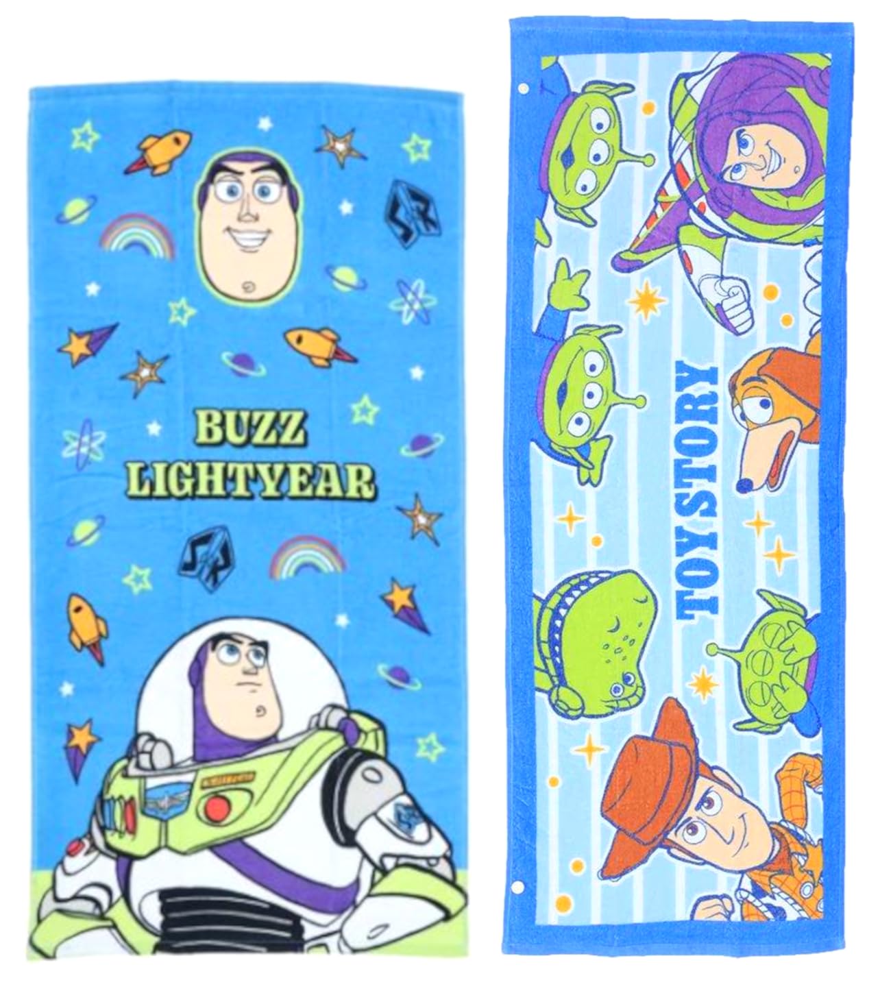 

Toy Story Junior Bath Towel (Mini Bath Towel) Set of 2 Patterns [Groovy Buzz Lightyear BluePleasant Blue]
