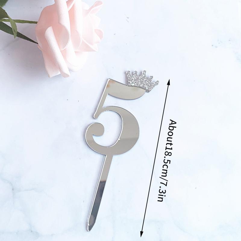 INS 0-9 Number Acrylic Mirror Cake Toppers For Kids Adults Birthday Party Supplies Wedding Anniversary Days Cake Decorations