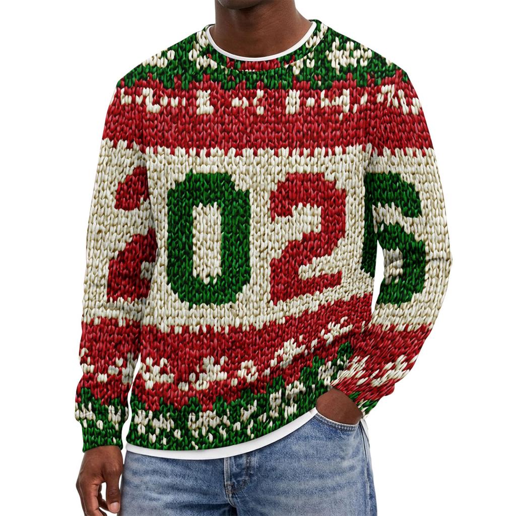 Herren Weihnachtspullover mit Rundhalsausschnitt
