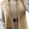 Women's Gold Pleated Tassel Pendant Long Chain Sweater Necklace Jewelry Charms