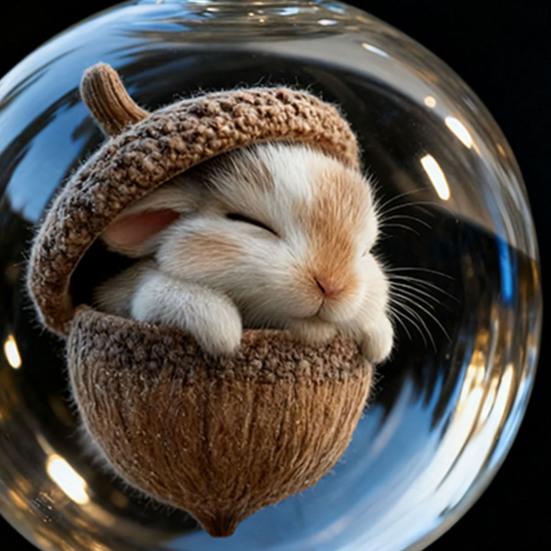 Forest Animal Acorn Clear Ball Ornaments Plastic Christmas Hanging Ball with Cozy Pine Cone Animal for Winter Xmas Tree Decor