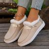 Modische Damen Schneestiefel mit Plüschfutter 2024 Modetrend Bequeme Schlupfschuhe aus Plüsch-Canvas Warm und bequem