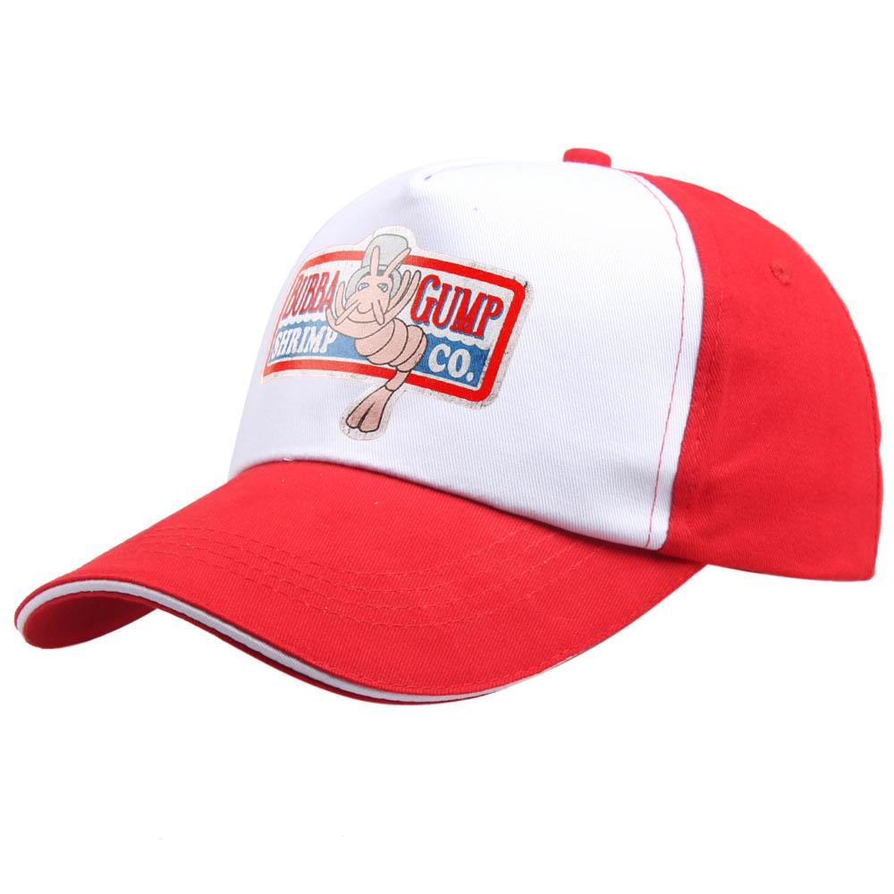 New Bill Curved Bubba Gump Shrimp Hat Red Cap Forrest Gump Halloween Costume