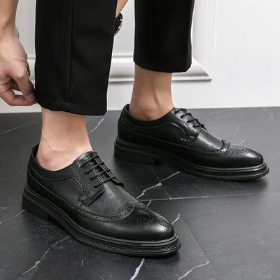 Fashion Men Formal Shoes Lace Up Oxfords Fashion Elegant Dress Shoes for Men Italian Man Leather Brogue Male Casual Shoes Male Footwear