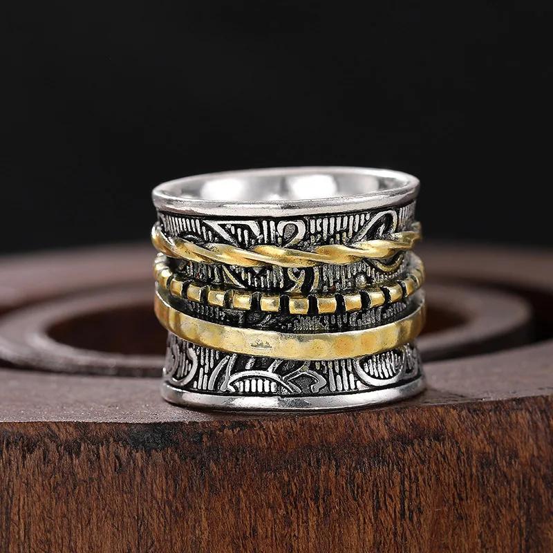 Bague créative, à la mode, style rétro, exquise bague géométrique en alliage plaqué par électrolyse, bague pour femme tendance et polyvalente