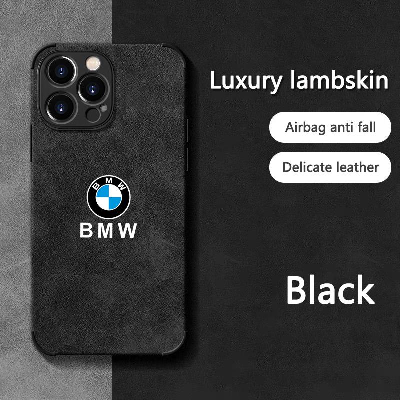 AAAQS1 BMW Styling Sudue Phone Case Stickers for iPhone 16 Pro 11 12 Mini 13 14 Pro 15 Pro Max 7 8 Plus XR XS MAX Black Soft Edge Cover