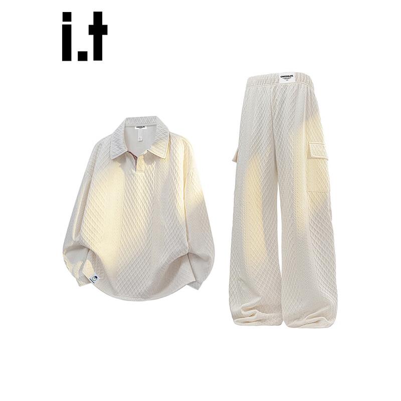 Men's Casual Lapel Sweatshirt and Straight Pants Set