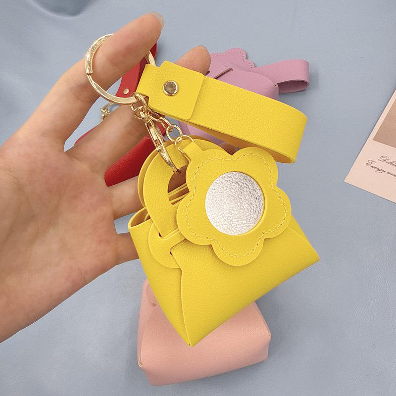 Korean PVC Leather Mini Flower Keychain Bag & Earphone Case