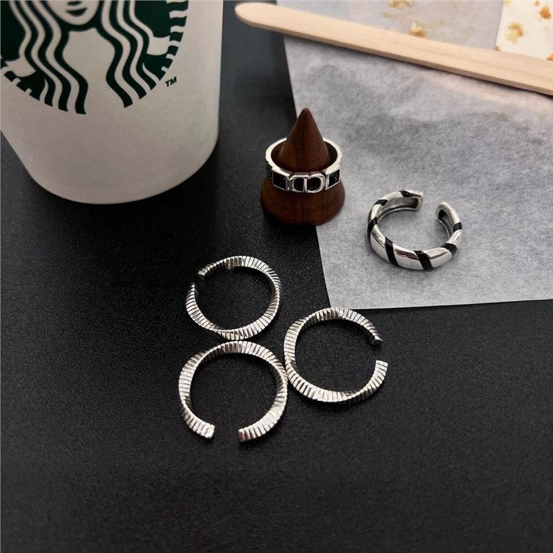 Black Oil Drop Zebra Ring S Personality Open Ring Ring