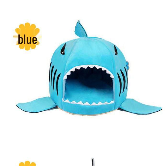 Shark-Shaped Pet Bed for Dogs, Cats, and Hamsters - Enclosed Nest for Small and Medium Pets