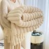 Double-Sided Plush Rabbit Winter Blanket - Soft Coral Fleece for Office, Sofa, or Bed