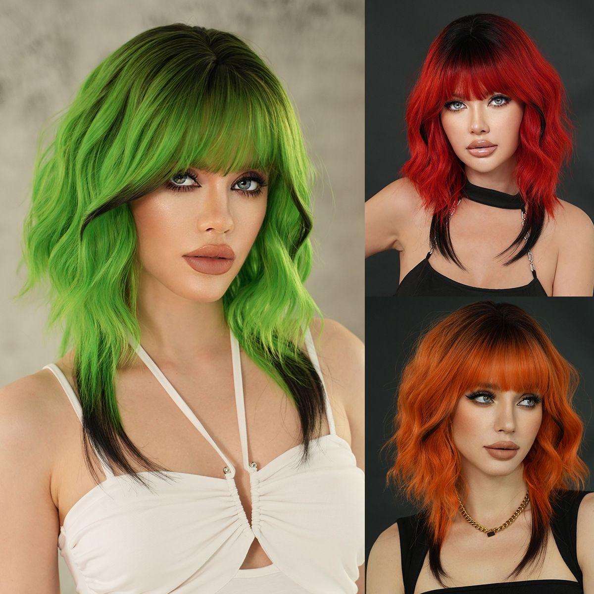 

Fashionable shoulder length women s curly hair synthetic high-temperature silk wig