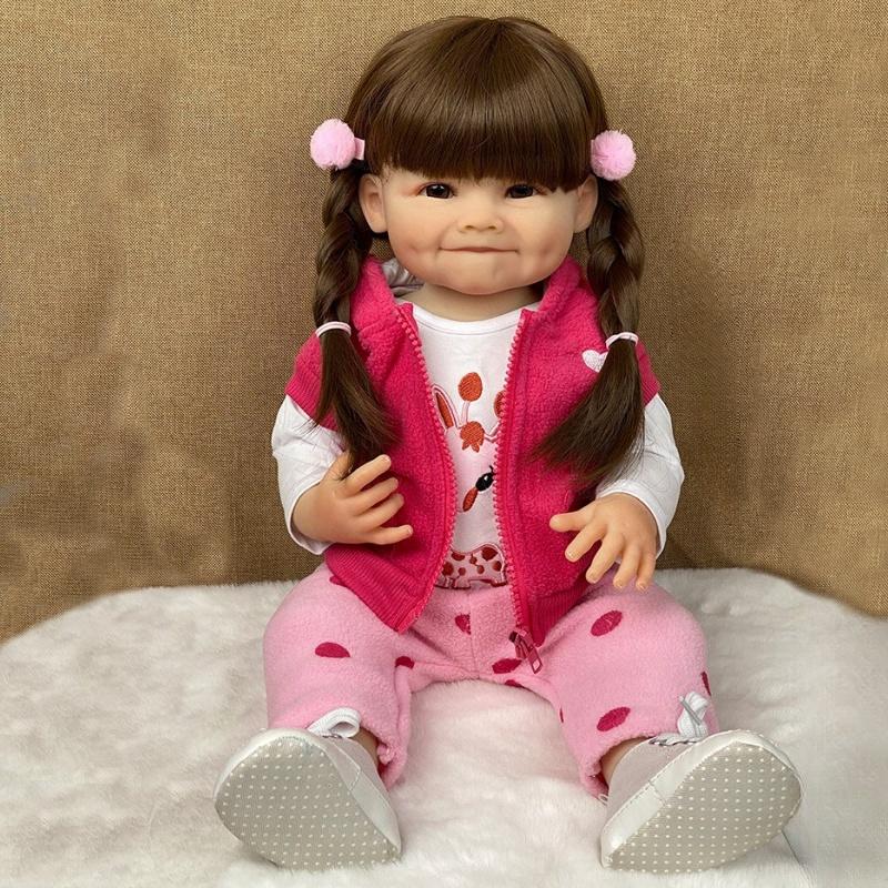 Realistic Reborn Baby Girl Dolls Betty Raya Pasted Wig Hair Simulation Doll 55cm Full Silicone Body Bathing 22 Inch Collection Art Doll Baby Play Toys