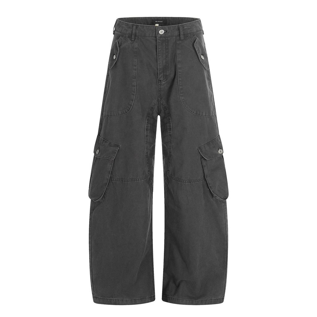 Yongfang Unisex Retro 3D Patchwork Wide-Leg Scythe Pants