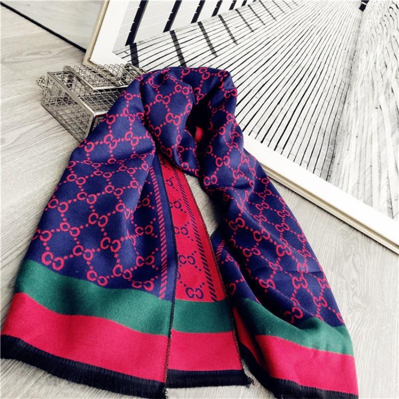 Hot-selling letter imitation cashmere scarf for women, thickened warm double-sided shawl in autumn and winter, versatile scarf