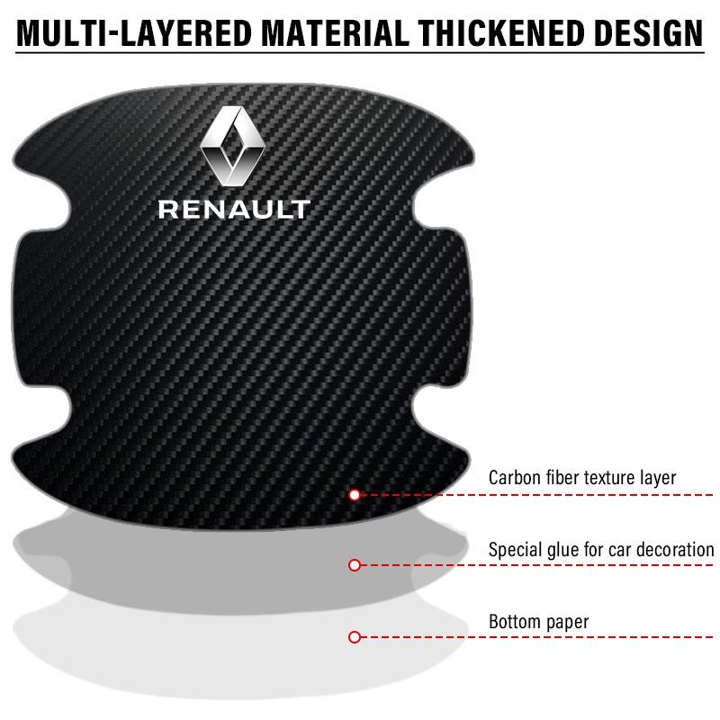 4 st Bilsidohandtagsskydd 3D-klistermärke Emblem Bildekoration För Renault Dacia Megane 1 2 3 4 CC Laguna 2 3 Coupe Clio 4 Laguna Logan