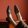 Krazing Pot Sheepskin Round Toe Chunky Heels Autumn Summer Shoes Slip On Women Retro Fashion Pumps