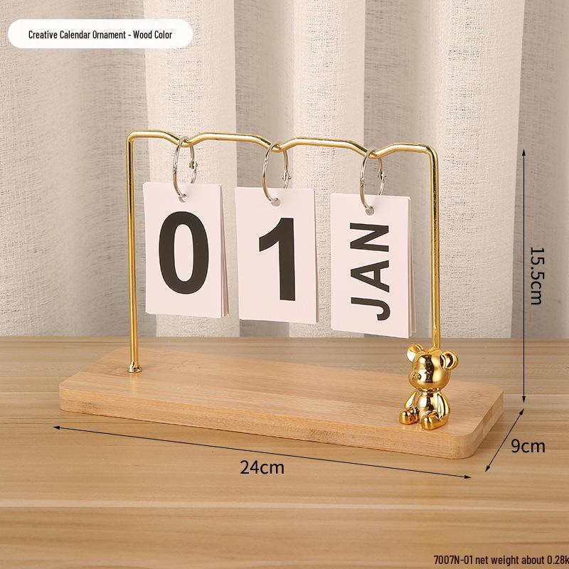Perpetual Wooden Flip Calendar: Home and Desk Decor