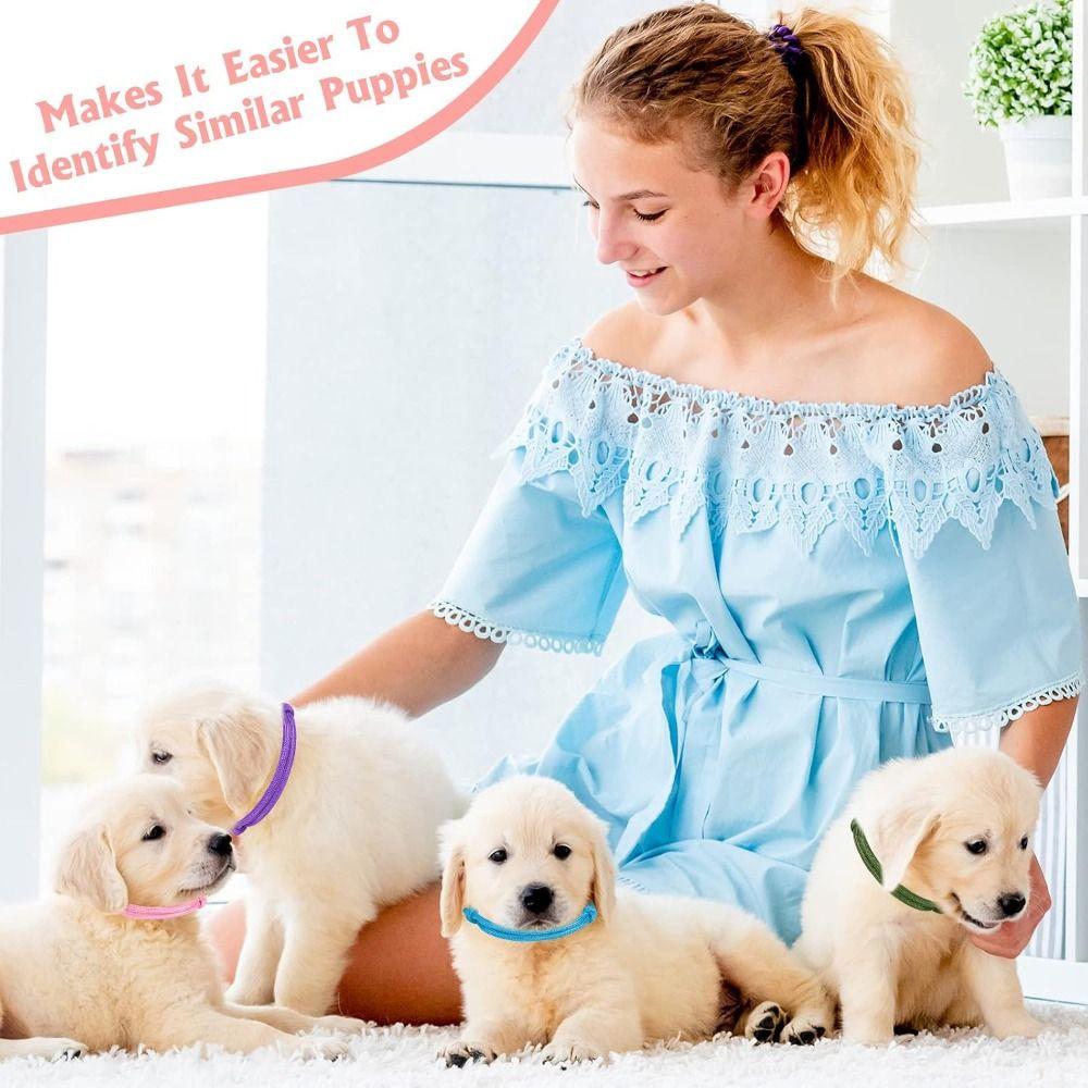 16pcs Breathable Puppy Collars Adjustable Whelping Collars Newborn Puppy Collars  Newborn Pets