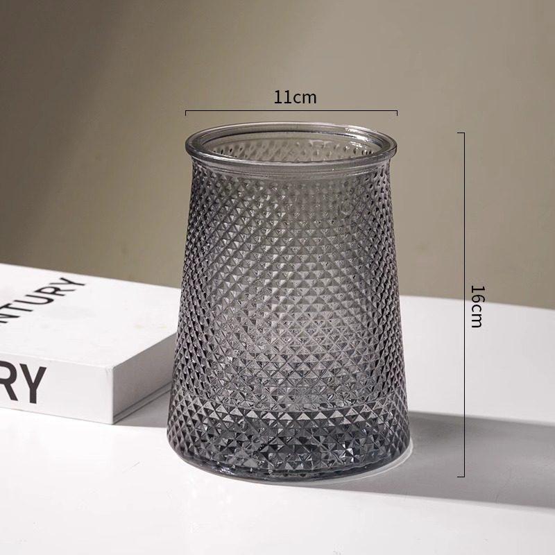 Nordic Glacier Glass Vase for Fresh Flowers, Large Transparent Hydroponic Flower Arrangement Decor for Living Room.