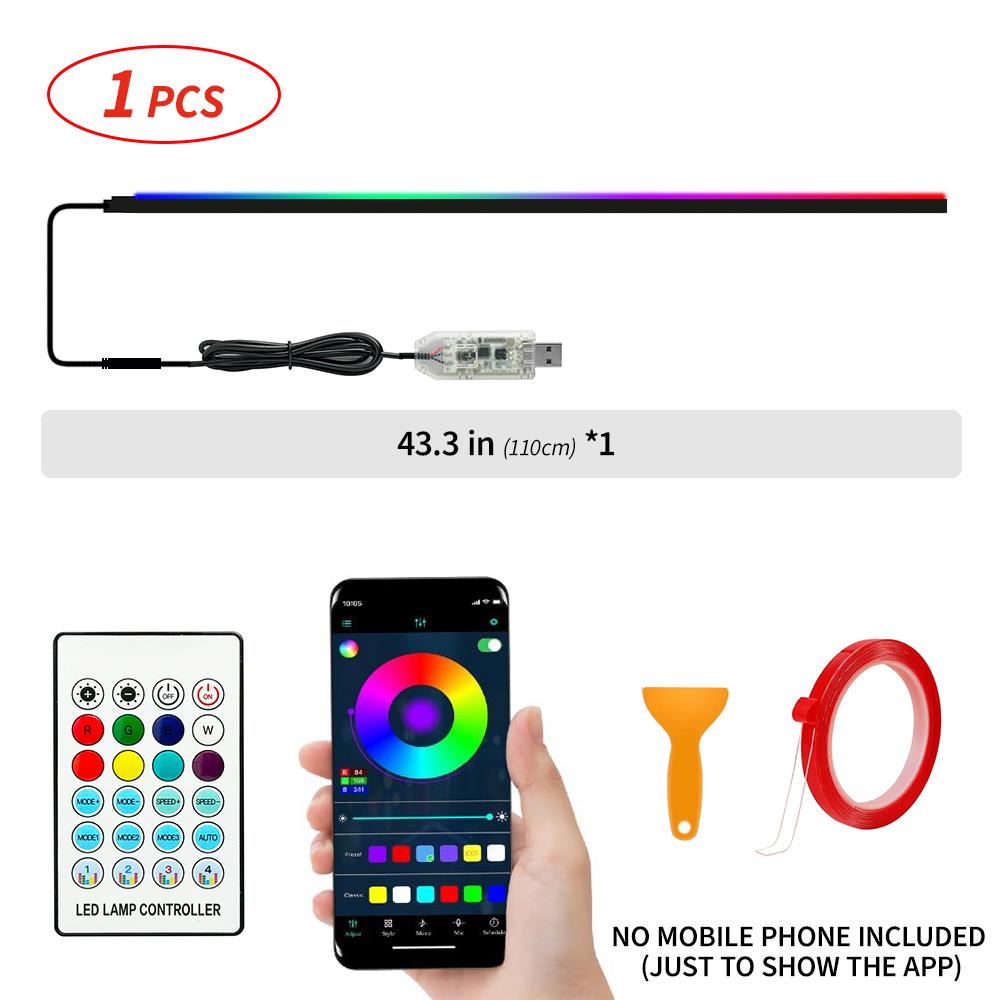 110cm  APP Control Car Ambient Lights LED Interior RGB Symphony Atmosphere Light  Acrylic Strips Dashboard Decoration Sunroof