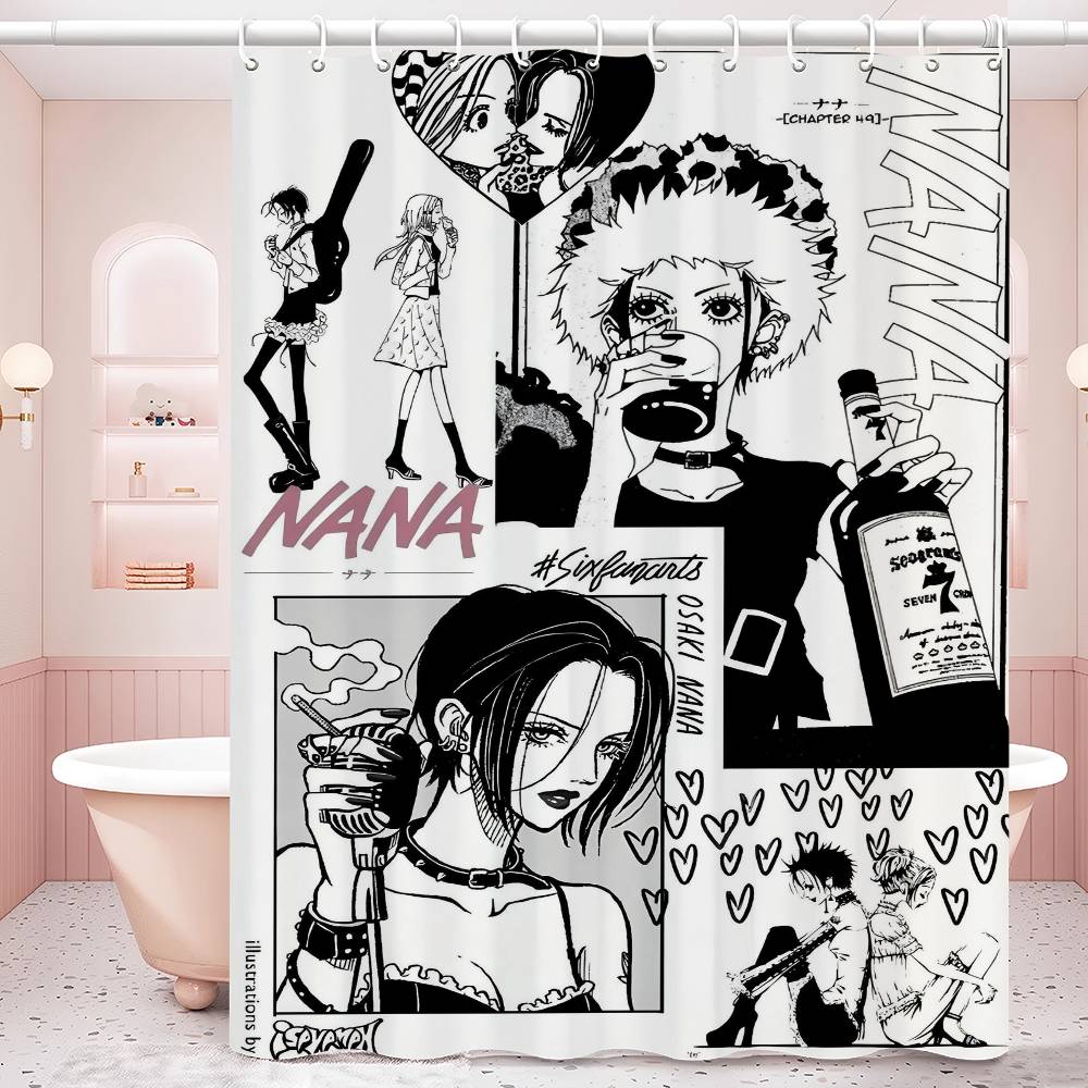 

N-NANA 1PC Printed Shower Curtain Waterproof Washable With 12 Hooks Bathroom Shower Home Use 90x180 cm