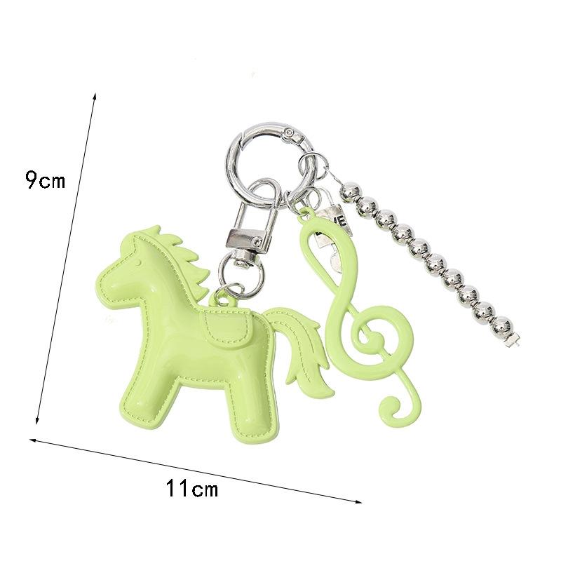 Cute Colorful Pony Musical Note Bead Pendant Keychain Creative Horses Baked Paint Alloy Backpack Decoration Pendant Accessories