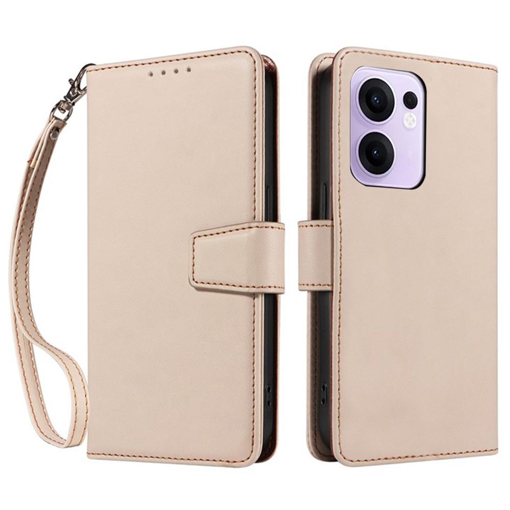 For Oppo Reno13 F 5G (Reno 13 FS 5G)/4G Case RFID Blocking Leather Wallet Flip Phone Cover with Wrist Strap