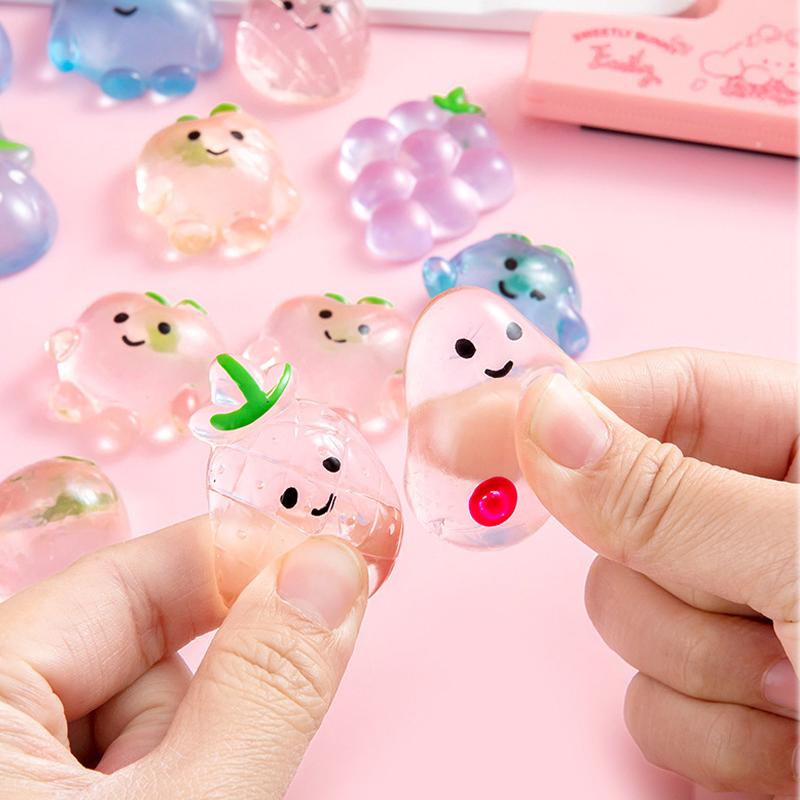 50PCS Fruit Mochi Squishy Toys Transparent Kawaii Squishies Stress Relief Squeeze Toy for Kids Party Favor Gifts Classroom prize