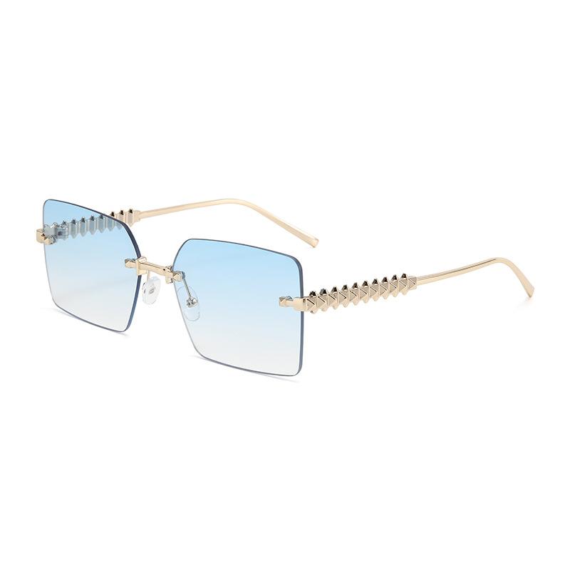 European and American new high-end business square trimmed frameless sunglasses for men and women commuting light luxury advanced outdoor wear