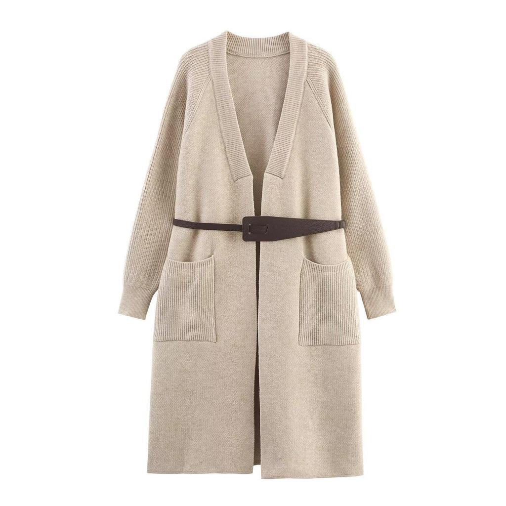2025 Autumn Women's Stylish European & American Knit Coat with Belt