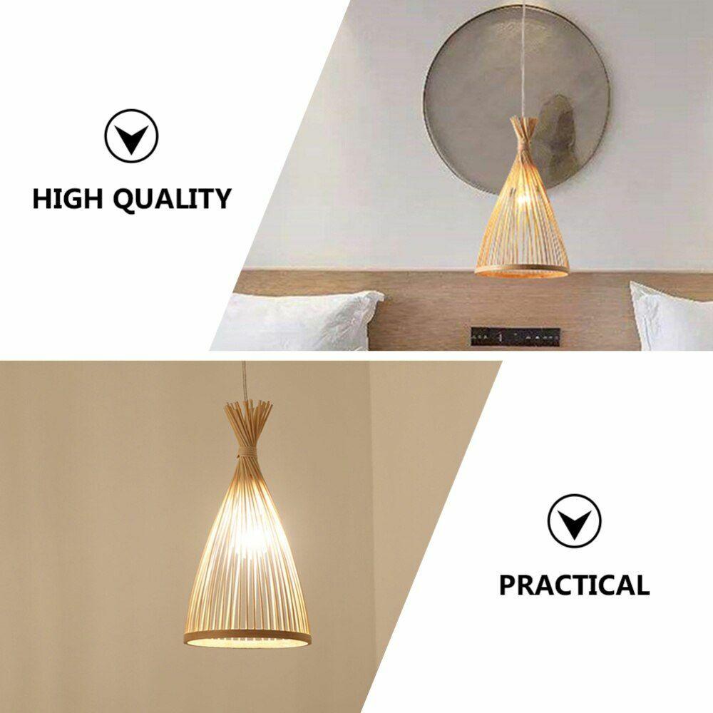 Japanese Chandelier Natural Bamboo Rattan LED Pendant Lights Handmade Weaving Hanging Lamps Wicker Shades E27 Lighting Lampshade