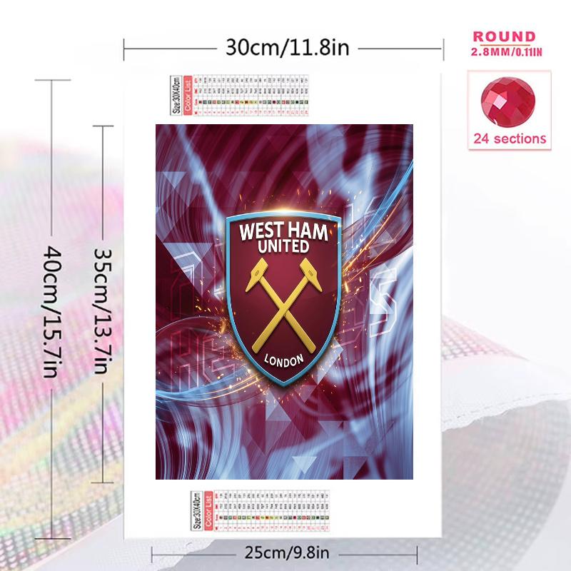 West Ham United F.C 100% Round Full Drill 5D DIY Diamond Painting Embroidery Cross Stitch Rhinestone Décor