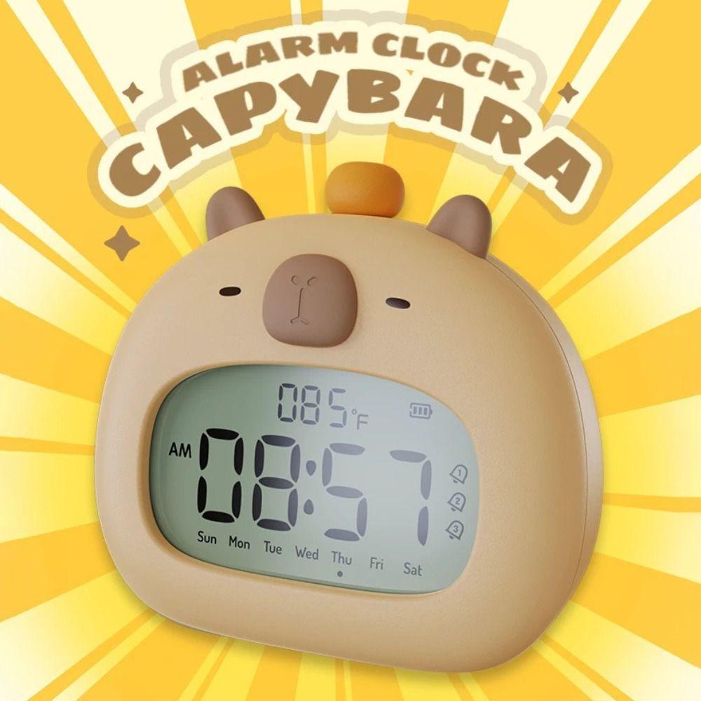Cartoon LED Clock Capybara Nightlight New Temperature Display