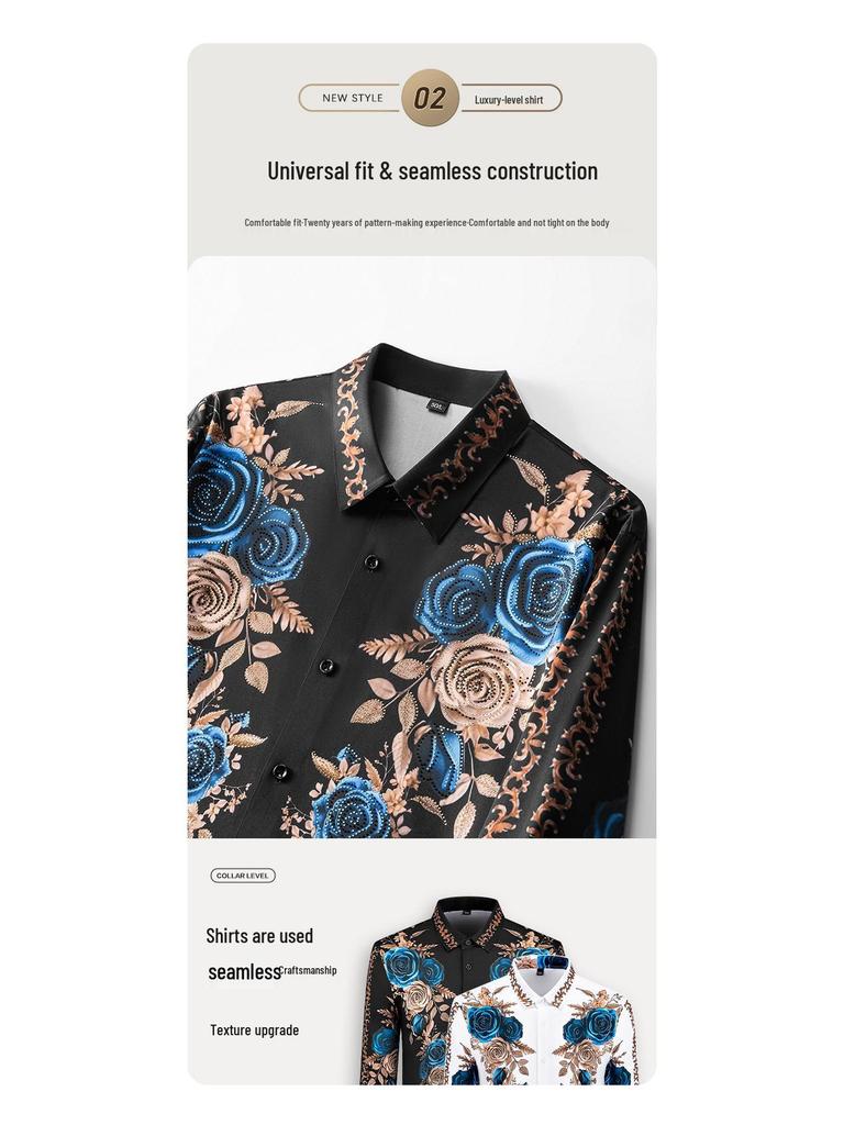 2025 European Style Men's Long Sleeve Spring Shirt - Seamless, Iron-Free