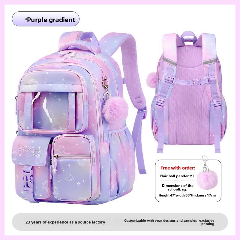 New Pink Princess Primary School Student Backpack, Children's Backpack, Lightweight and Large Capacity Middle School Student Backpack for Girls