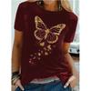 O Neck Loose Women Tshirt Ladies Tee Shirt Tops Clothes Camisetas Mujer Golden Butterfly Print Women T Shirt Short Sleeve