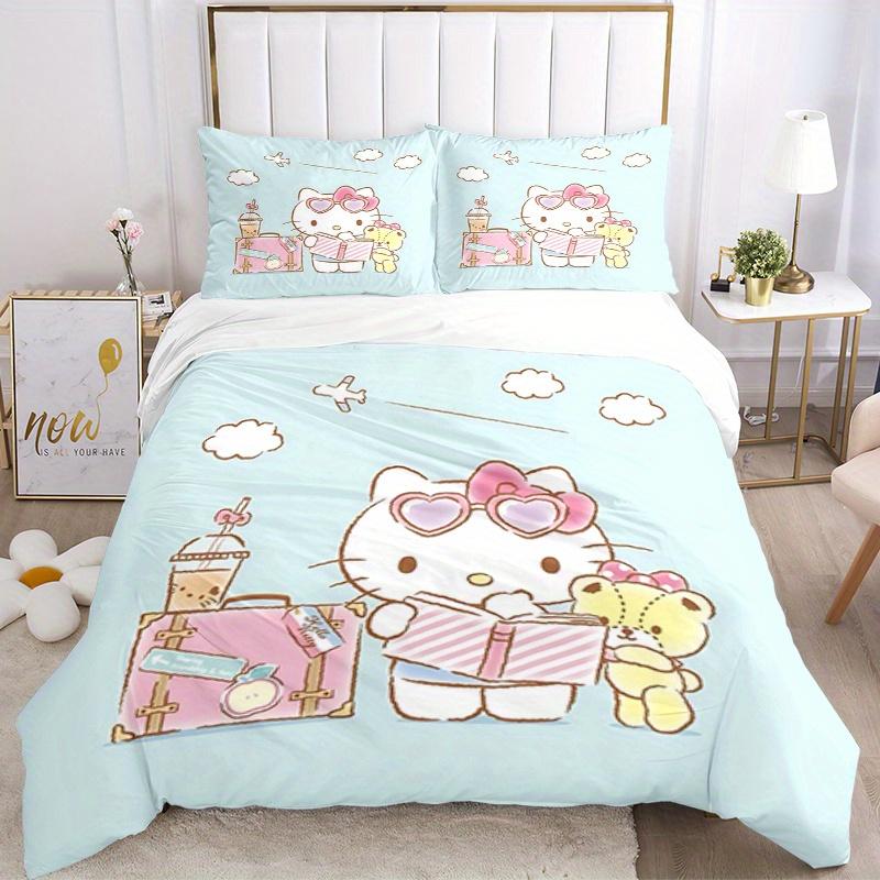 

3 шт. Хелло Китти, Дышащий полиэстеровый постельный комплект для путешествий, Мягкое пододеяльник и 2 наволочки, Подходит для всех сезонов, 082616b 135x200cm