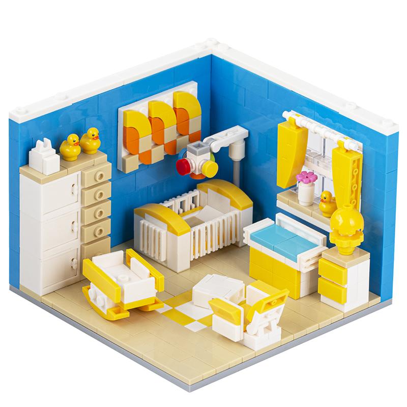 City Series Baby Pram DIY Building Block Various Open Room Furniture Toilet Appliances Model MOC Brick Gift Kid Toy For Children