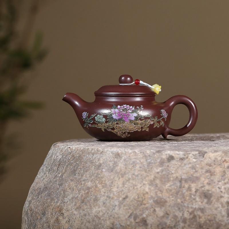 270ml Handmade Yixing Purple Clay Teapots Handmade Antique Pot Raw Ore Purple Zhu Mud Kettle Zisha Tea Set For Tea Ornaments Cha