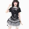T-shirt da donna stile Y2K con stampa nota musicale, spalle scoperte, manica corta