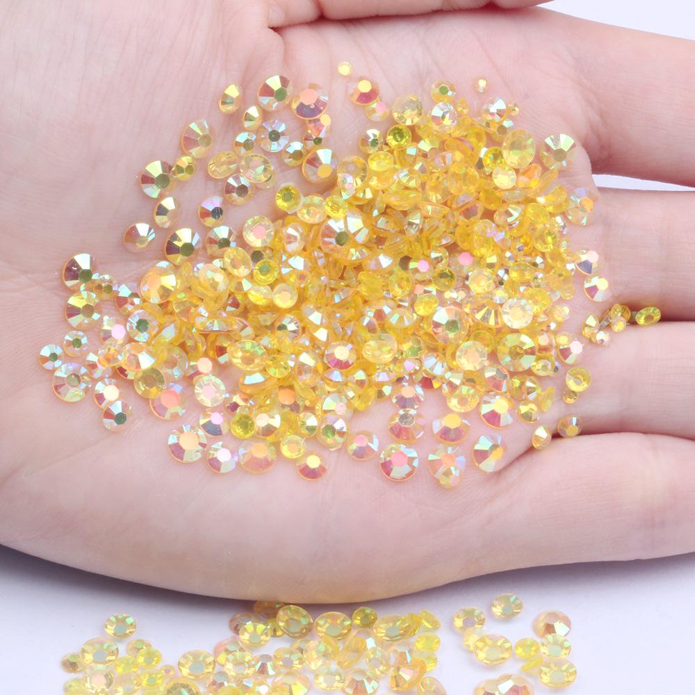 Multi-Color AB Jelly Resin Rhinestones, 2-6mm, 1000 Pcs, Flat Back for Nail Art