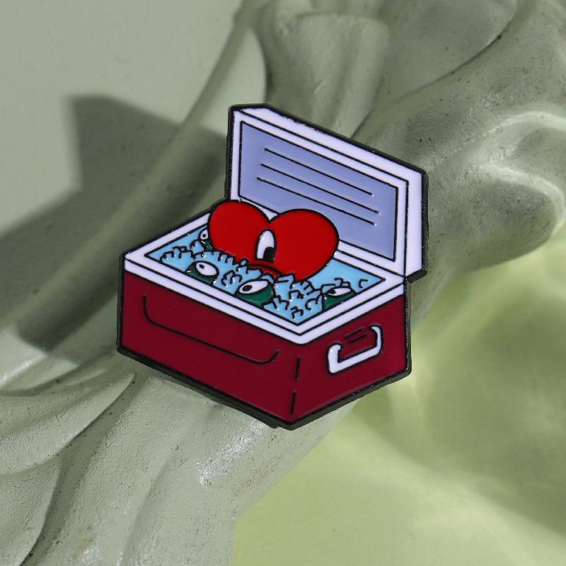 Red Cartoon Unique Box Shaped Brooch Stylish Alloy Pin For Accessories Fashionable