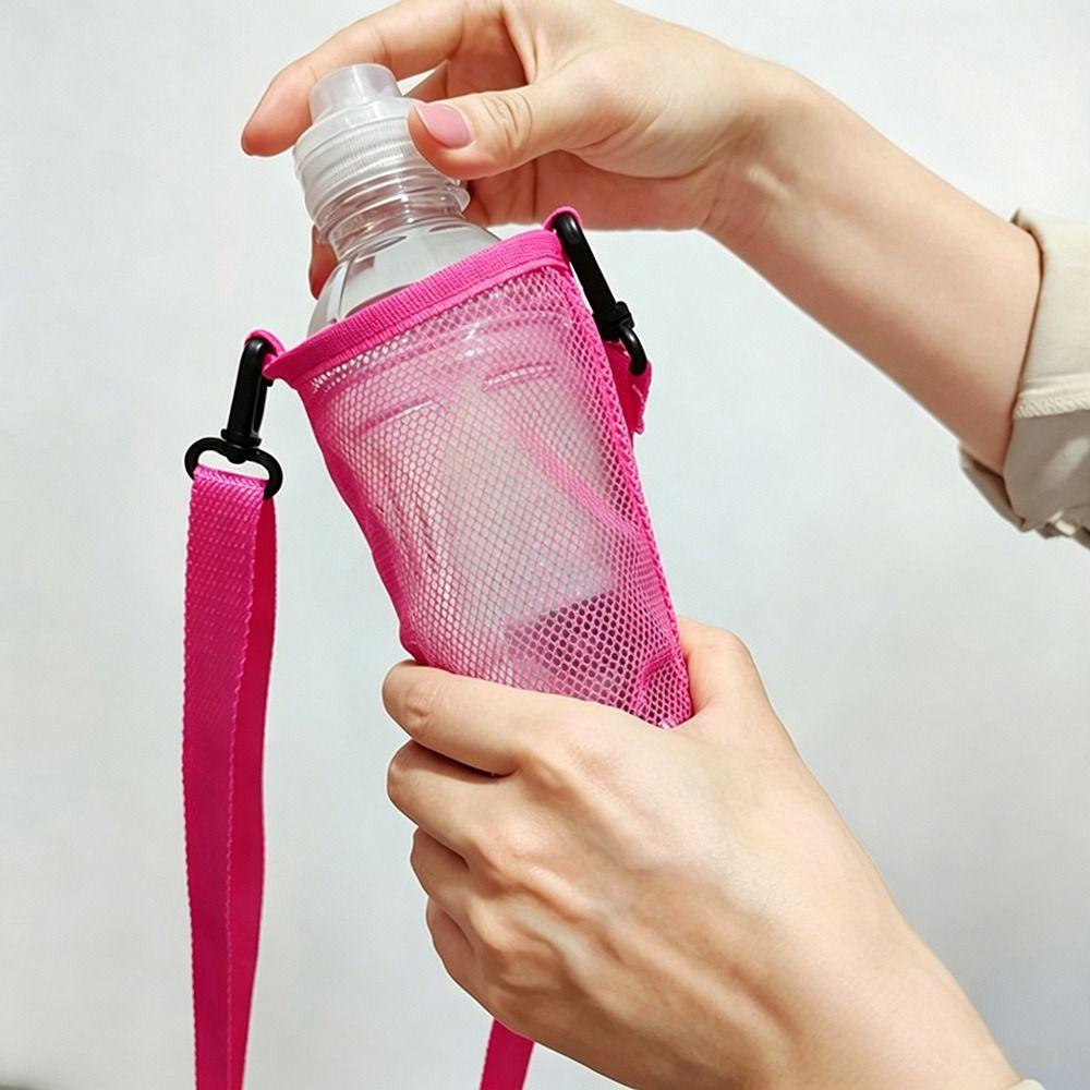 With Strap Single Shoulder Water Cup Bag Useful Cup Sleeve Mesh Cup Pouch