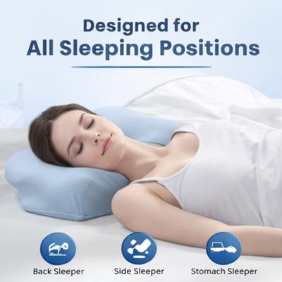 Ergonomic Memory Foam Pillow Neck Support Pillow Contour Cervical Pillow with Machine Washable Pillowcase for Side Back Stomach Sleepers
